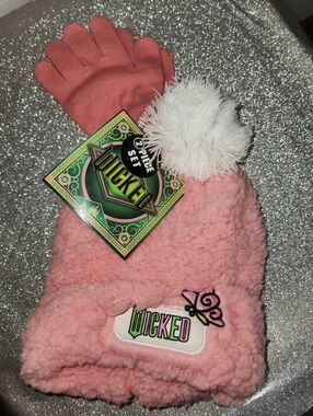 Girls Universal Pink Pom Pom Beanie & Gloves Set